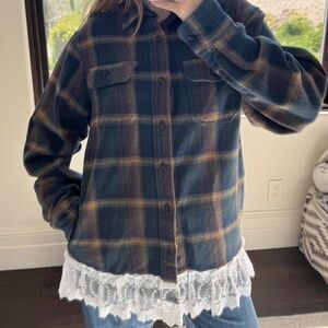 Orvis Medium Flannel Coat with Lace Trim